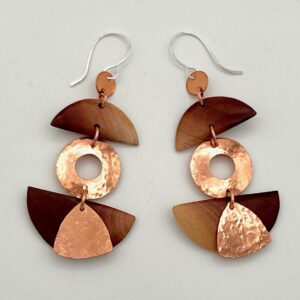 handcrafted copper and manzanita earrings with Argentium sterling ear wires