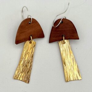 handcrafted brass and manzanita earrings with Argentium sterling ear wires