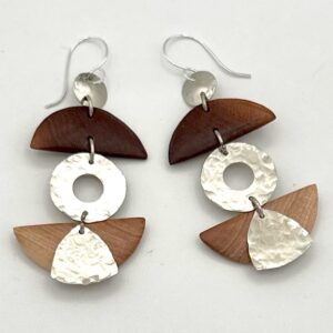 handcrafted manzanita and nickel earrings with Argentium sterling ear wires