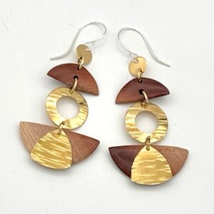 handcrafted brass and manzanita earrings with Argentium sterling ear wires