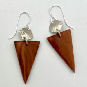 handcrafted manzanita and nickel earrings with Argentium sterling ear wires