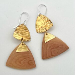 handcrafted brass and manzanita earrings with Argentium sterling ear wires