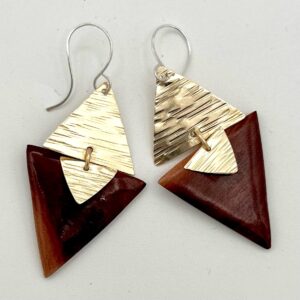handcrafted brass and manzanita earrings with Argentium sterling ear wires