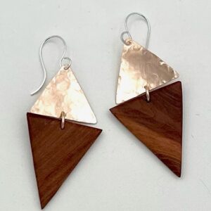 handcrafted bronze and manzanita earrings with Argentium sterling ear wires