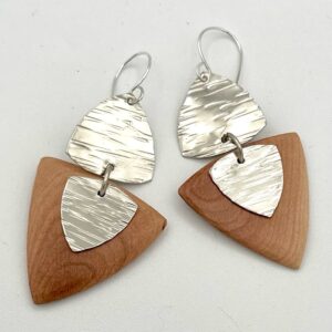 handcrafted manzanita and nickel earrings with Argentium sterling ear wires