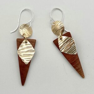 handcrafted brass and manzanita earrings with Argentium sterling ear wires