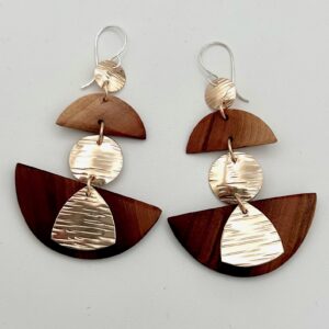 handcrafted brass and manzanita earrings with Argentium sterling ear wires