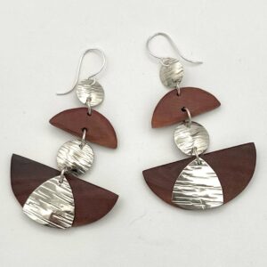 handcrafted manzanita and nickel earrings with Argentium sterling ear wires