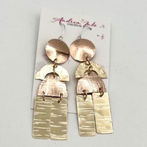 handcrafted bronze and brass earrings with Argentium sterling silver ear wires