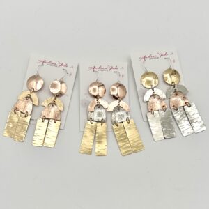 hand crafted metal earrings with argentium sterling ear wires