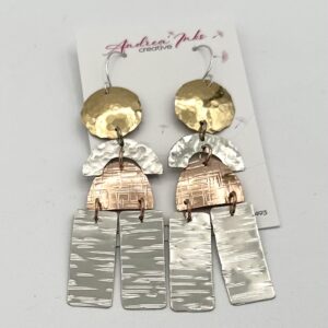 handcrafted brass, nickel, and bronze earrings with Argentium Sterling ear wires