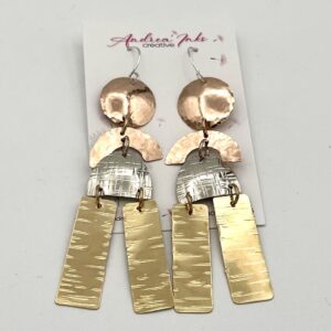 handcrafted bronze nickel, and brass earrings with Argentium sterling ear wires
