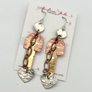 handcrafted nickel, copper, bronze, and brass earrings with Argentium sterling ear wires
